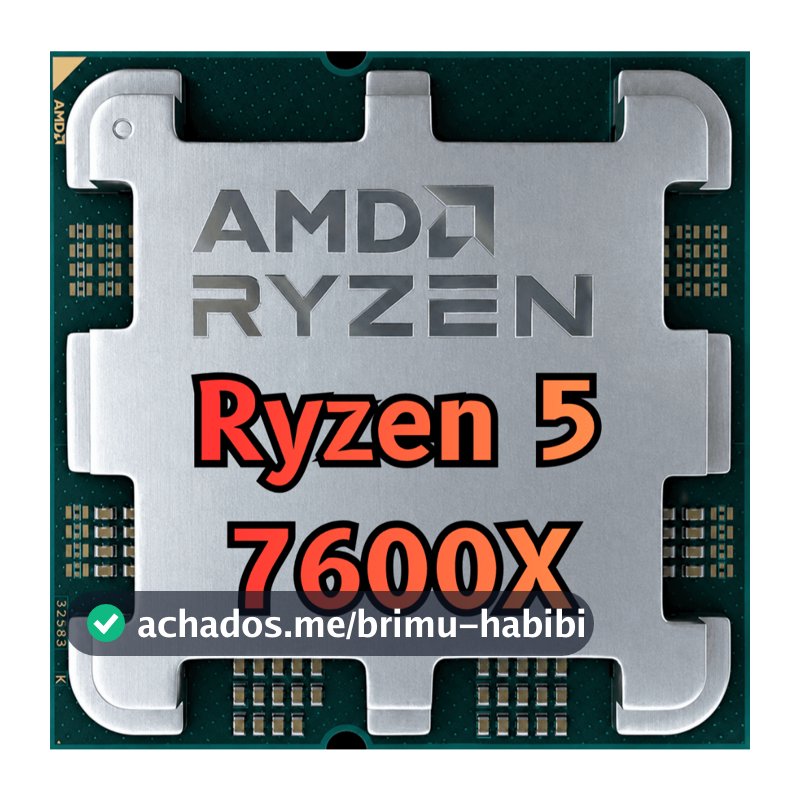 Processador AMD Ryzen 5 7600X, 4.7GHz (5.3GHz Max Turbo), Cache 38MB, 6 Núcleos, 12 Threads, AM5, Com Vídeo Integrado