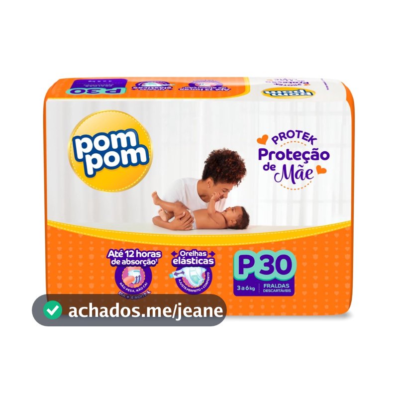 Fralda Pom Pom Derma Protek Jumbo P Com 30 Unidades