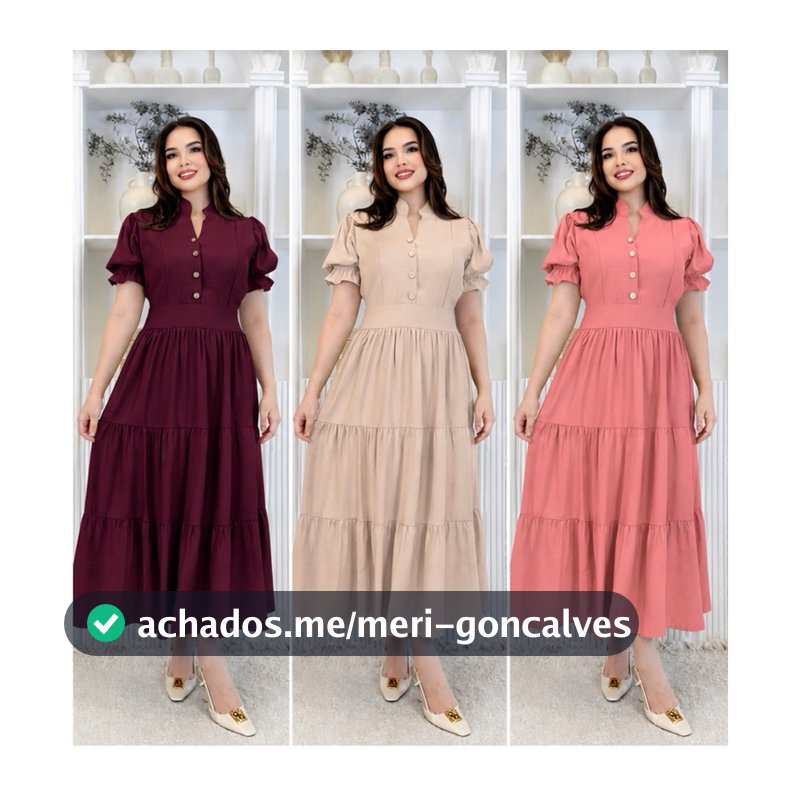 Vestido Longo Feminino Sofisticaçao Em Tecido Sensoriale Marrante - Moda Evangelica