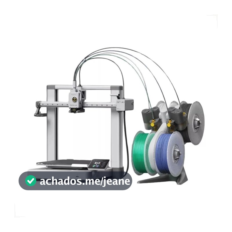 Impressora 3D Bambu Lab A1 Combo Com AMS Lite Multicor 4 Cores Bivolt + 1kg Filamento PLA Preto