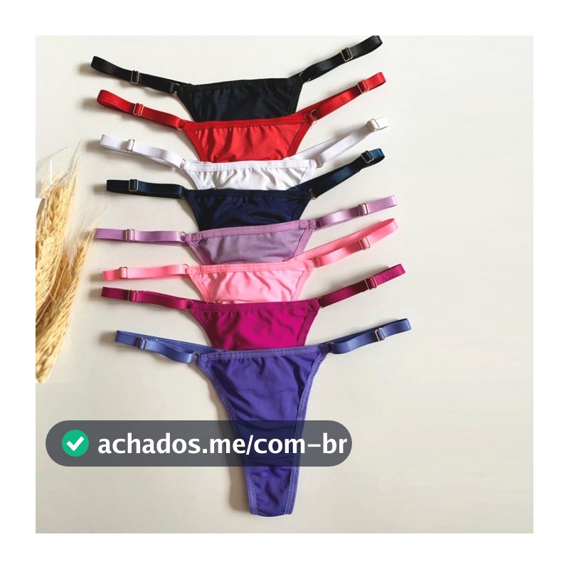 Kit C/10 Unidades de Calcinha Microfibra Fio Dental Regulagem Lingerie Sexy
