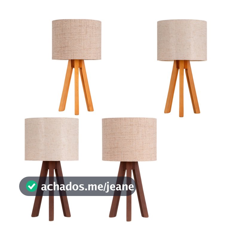 Abajur De Madeira Rustico Tripe Luminaria De Mesa Bivolt