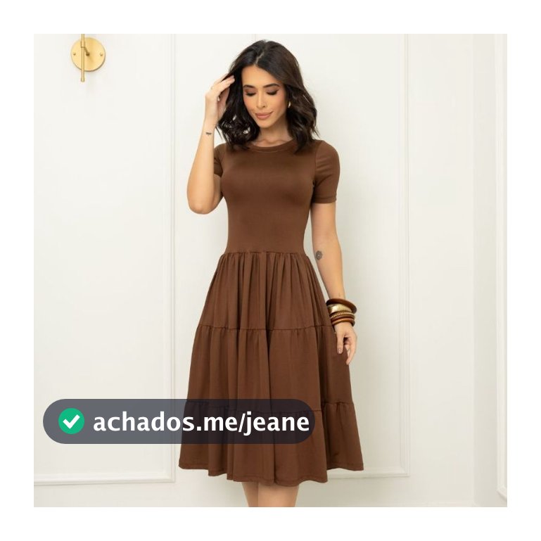 Vestido Feminino Midi Manga Curta Rodado Três Marias Casual Elegante Moda Evangélica
