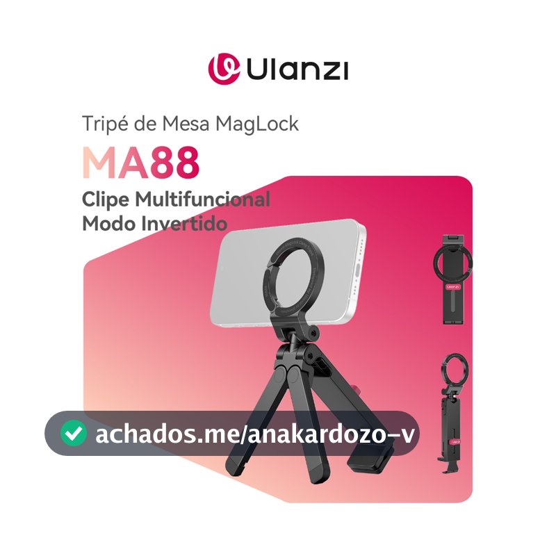 Ulanzi MA88 Tripé Magnético MagLock com Suporte de Mesa para iPhone MagSafe Vlog Multifuncional
