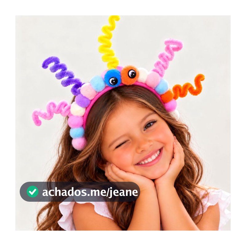 Tiara Divertida Infantil Colorida Com Spray  ROSA Cabelo Maluco Dia das Crianças