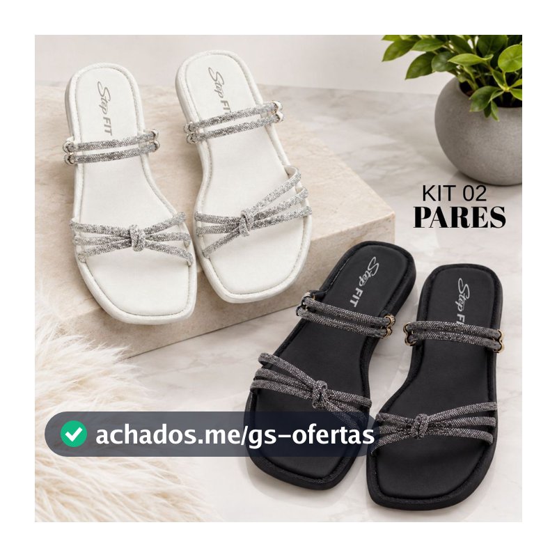Kit 02 Pares Sandália Rasteirinha Feminina Antiderrapante Confortável Envio Imediato
