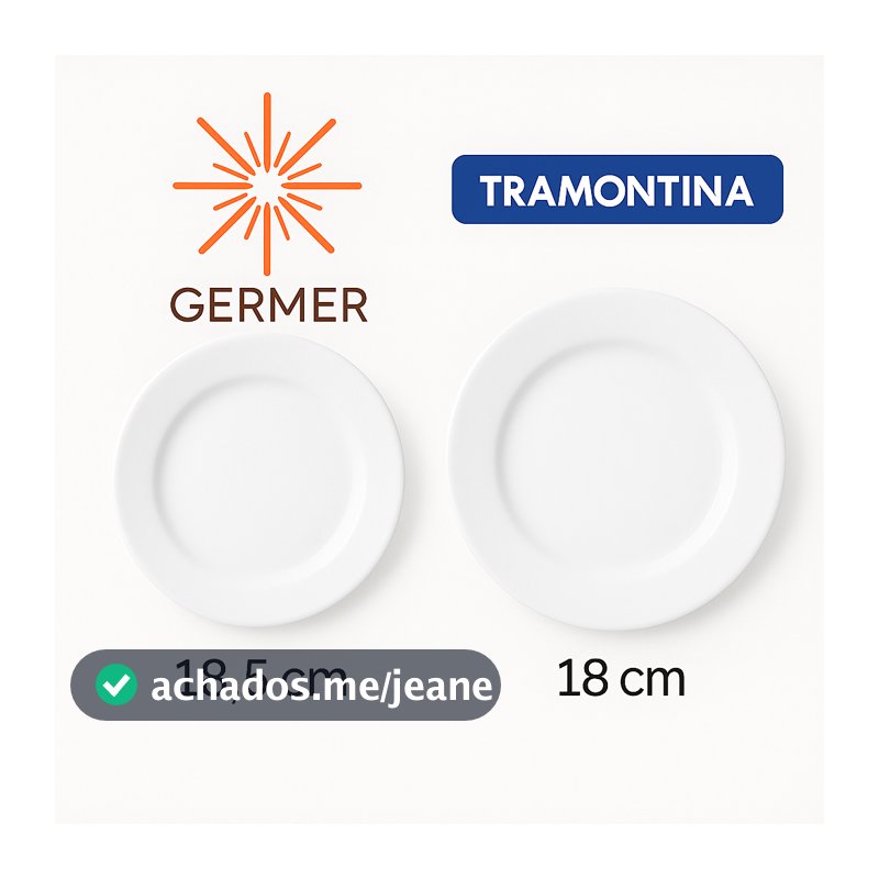 Kit 6 Prato Sobremesa Lanche Porcelana Branca 18,5 cm Bar Hotel Resistente Germer ou Tramontina