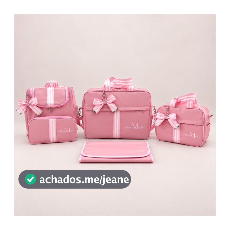 Kit Mala Maternidade 4 peças Personalizado e Bordado | Impermeável Com Trocador e Laço