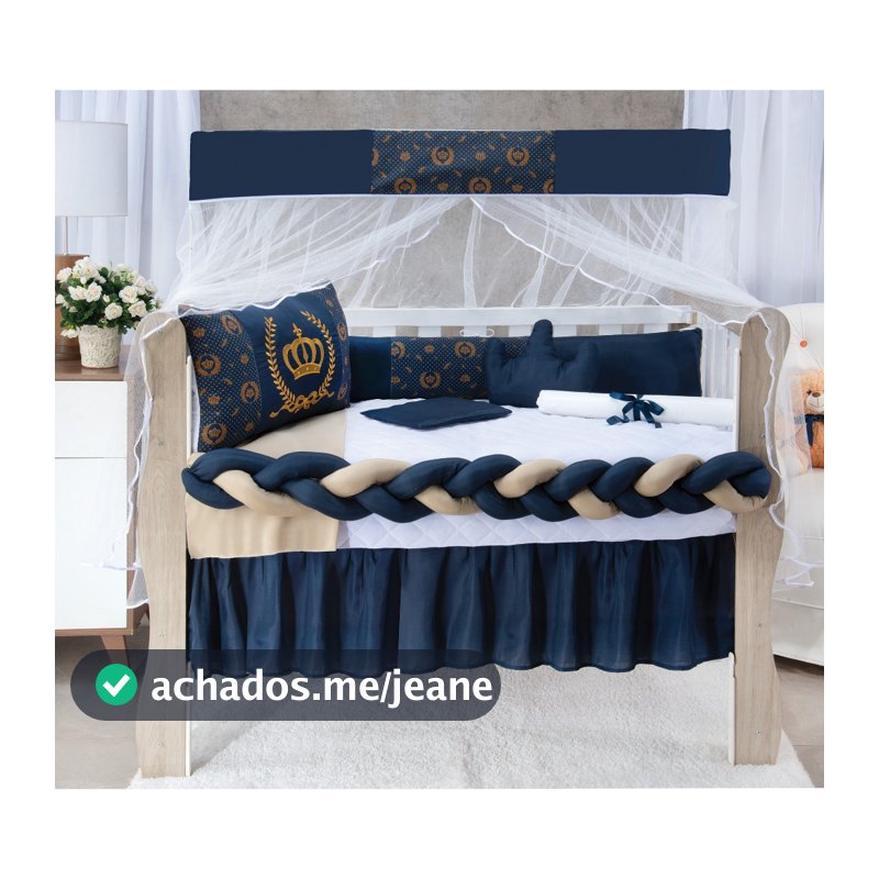 Kit Berço Americano Trança 11 Peças Completo Para Bebê Menino e Menina