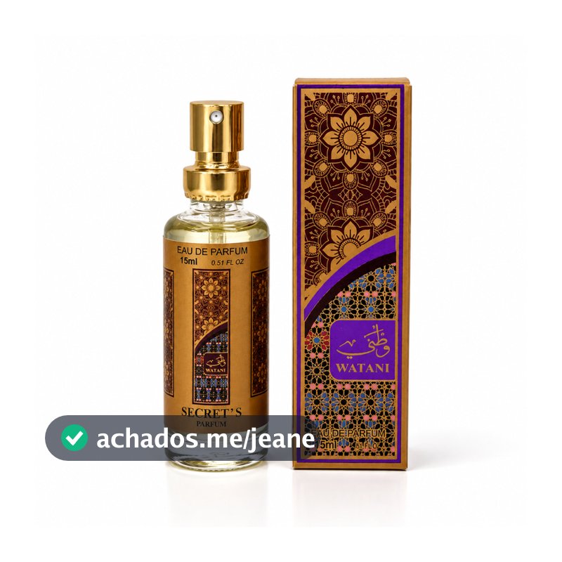 Perfume Árabe Watani 15ml Secret’s Parfum – Fragrância, Frutada, Doce e Floral, Alta Fixação