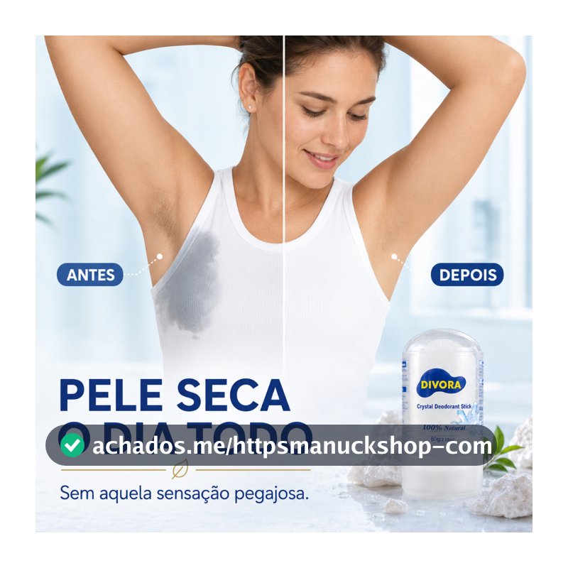 Desodorante Natural em Pedra Cristal 60g para Axilas, Pés e Corpo – Ajuda a Neutralizar Odores