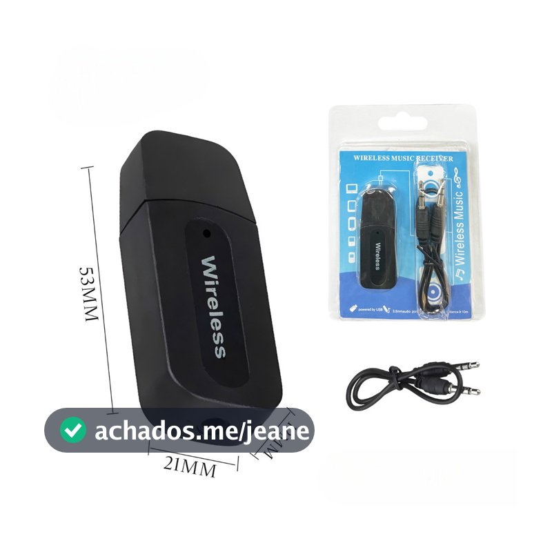 Receptor Bluetooth USB P2 Adaptador Áudio Wireless 3.5mm para Carro Som PC Auxiliar Música