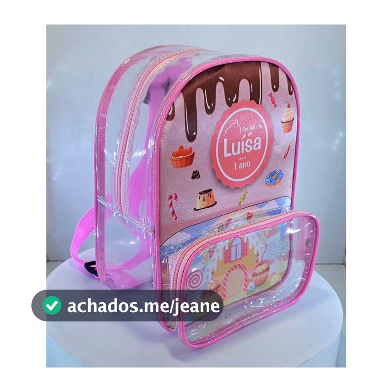 kit 20 Mochilinhas Transparentes Com Bolso Personalizadas Lembrancinhas 20X25X10