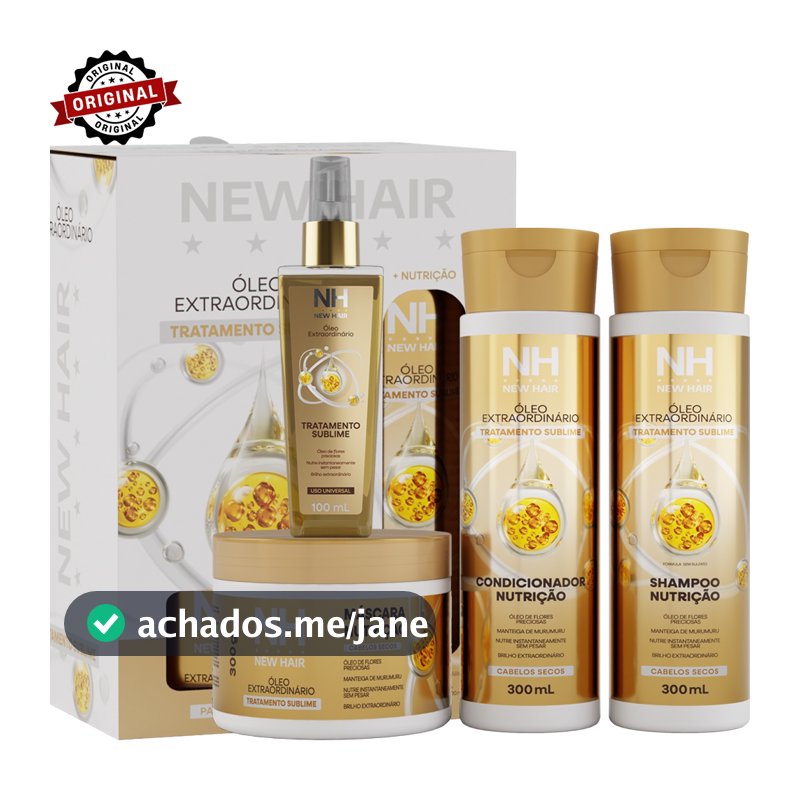 Kit Capilar Óleo Extraordinário NEW HAIR - Shampoo, Condicionador, Máscara e Óleo