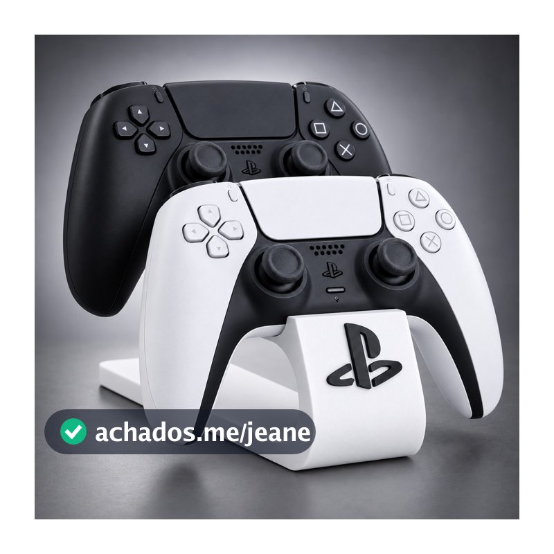 Suporte Duplo para Controle PS5 PS4 Organização Setup Gamer Mesa Preto Branco