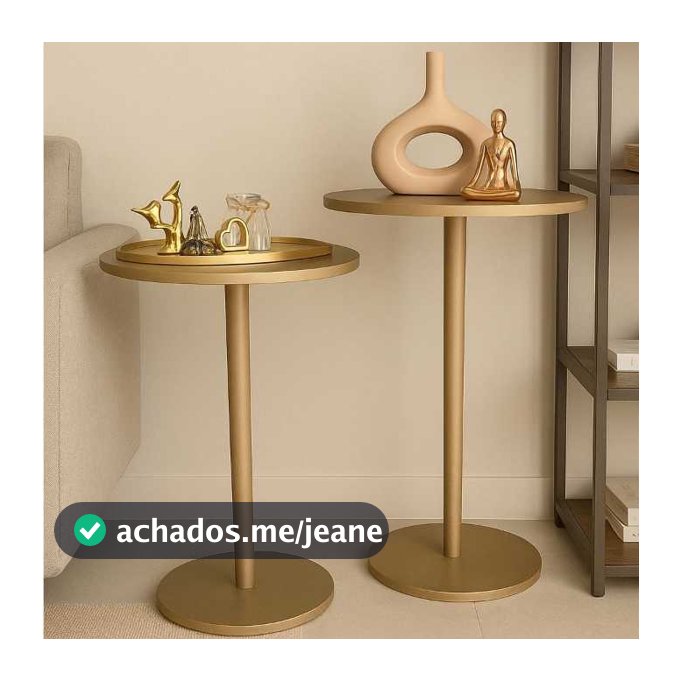 Kit com duas mesas MONOPE na cor nude com brilho azuma decor