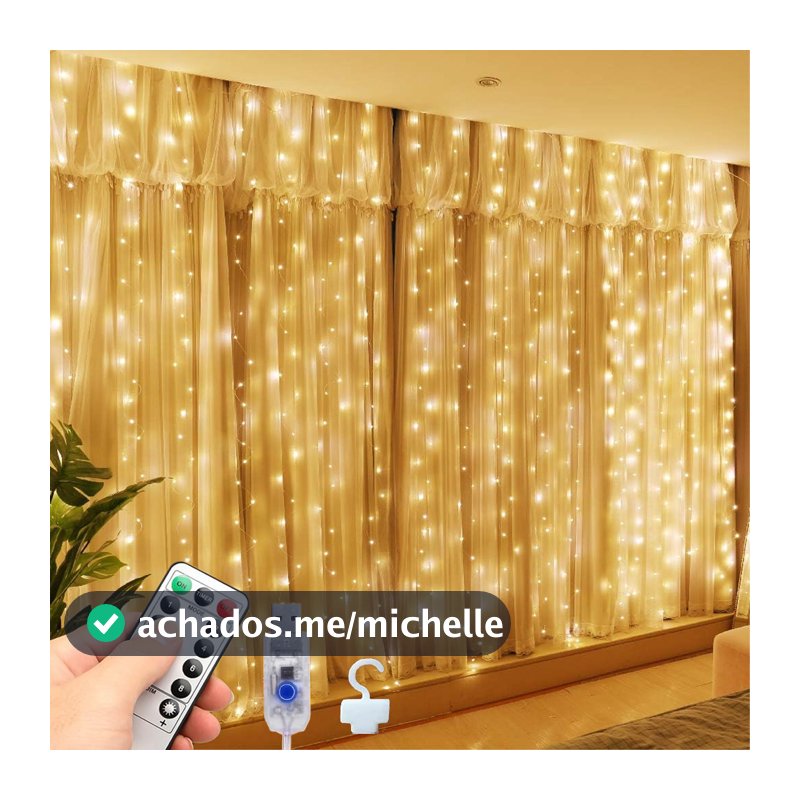 （3x3m）300 LED cortina de luz com controle remoto 8 modos de iluminação corda de luz USB várias