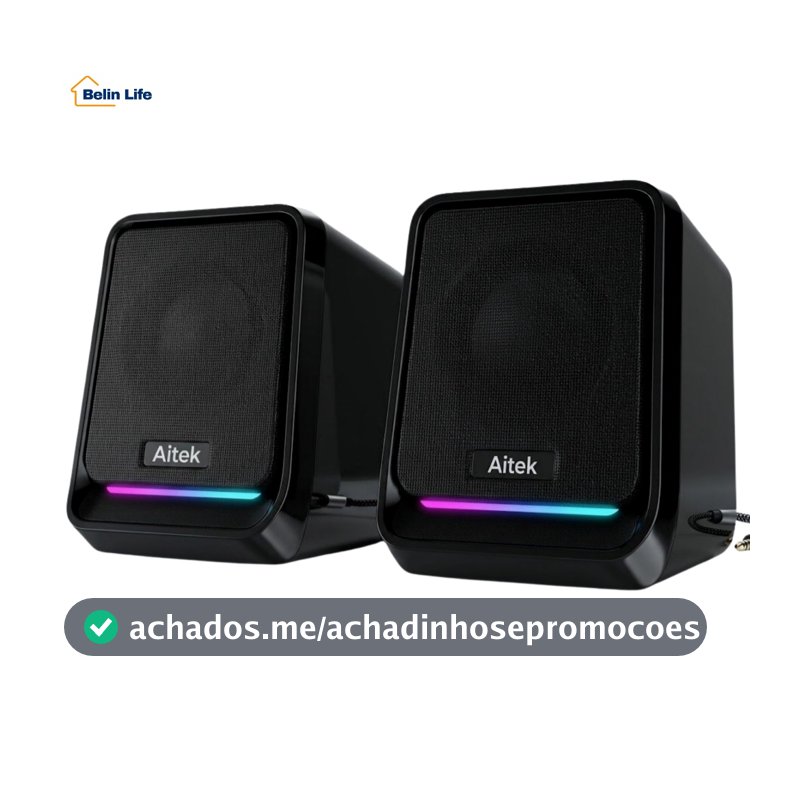 Caixa de Som Gamer RGB para PC e Notebook Estéreo 10W Potente P2 USB