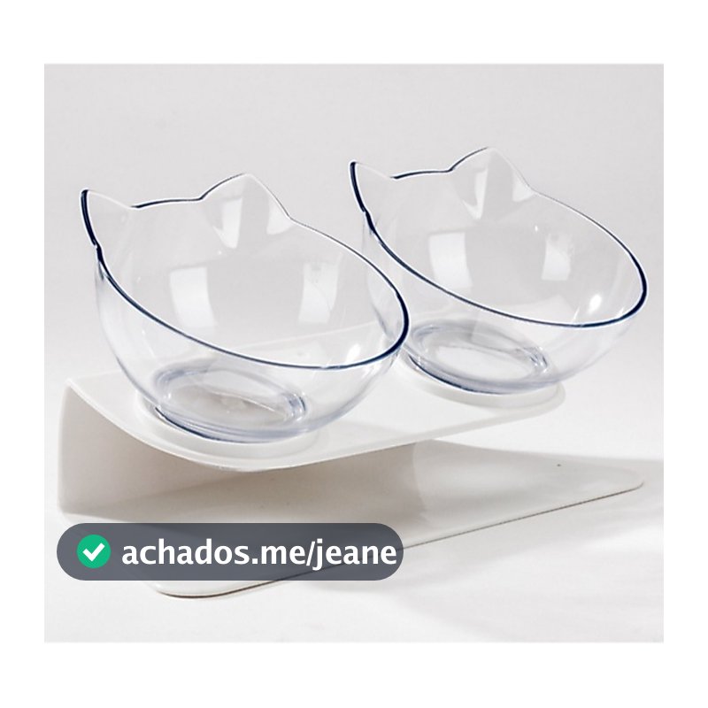 Comedouro E Bebedouro Duplo Gato Elevado Acrílico 400ML