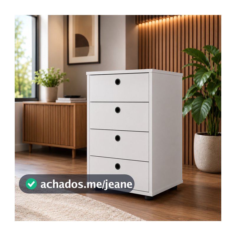 Gaveteiro Organizador de Escritório Home Office 4 Gavetas e Sapatas plásticas Cores