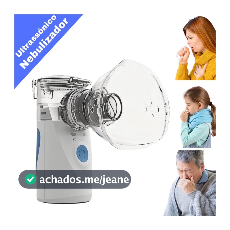 Nebulizador Ultrassônico inalador portátil a pilha e bivolt