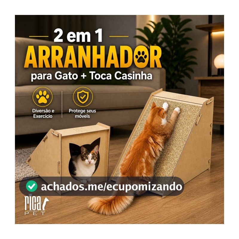 Arranhador Gato Rampa Anti Estresse Brinquedo Tóca Casinha Ricapet