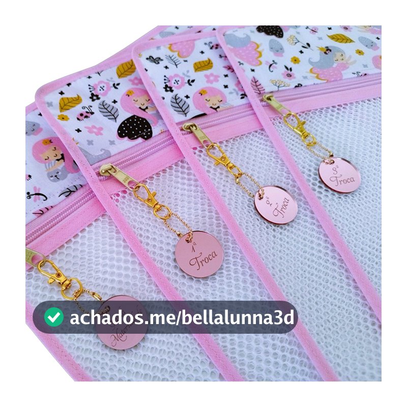 Kit Saquinho Maternidade Organizador Bolsa Maternidade 4 ou 5 Unidades + Tags Rose Gravadas a Laser