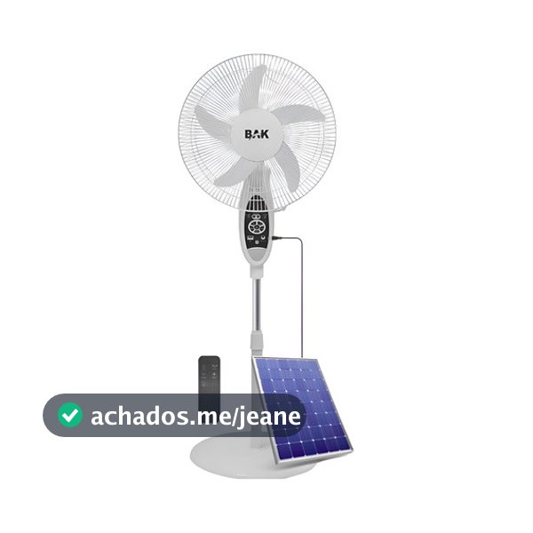 Ventilador Recarregável Bivolt 110v 220v Placa Solar 9 Veloc 45.72 Cm 60hz Branco