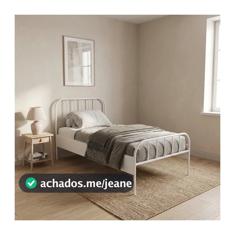 Cama Solteiro em Aço Tubular Xjulia Branco Yescasa Branco