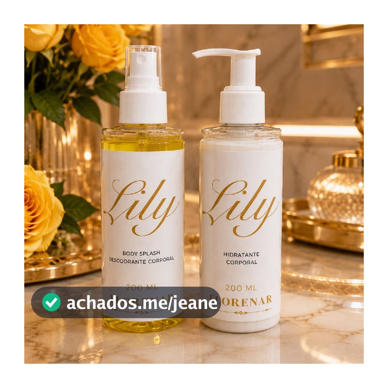 1 Kit Body Splash Bubbaloo Lily com gliter 200Ml + 1 Hidratante Corporal  Bubbaloo Lily 200ML