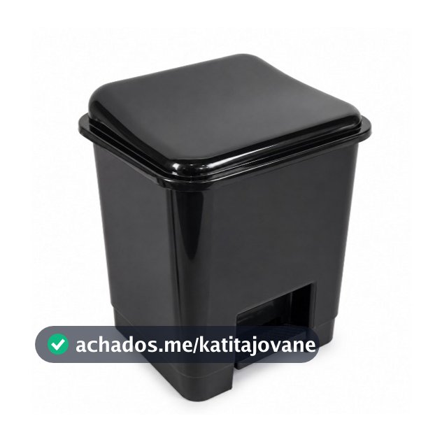 Lixeira com Pedal 14L PRETA em Plástico Cozinha Quartos Banheiro Moderna Escritório