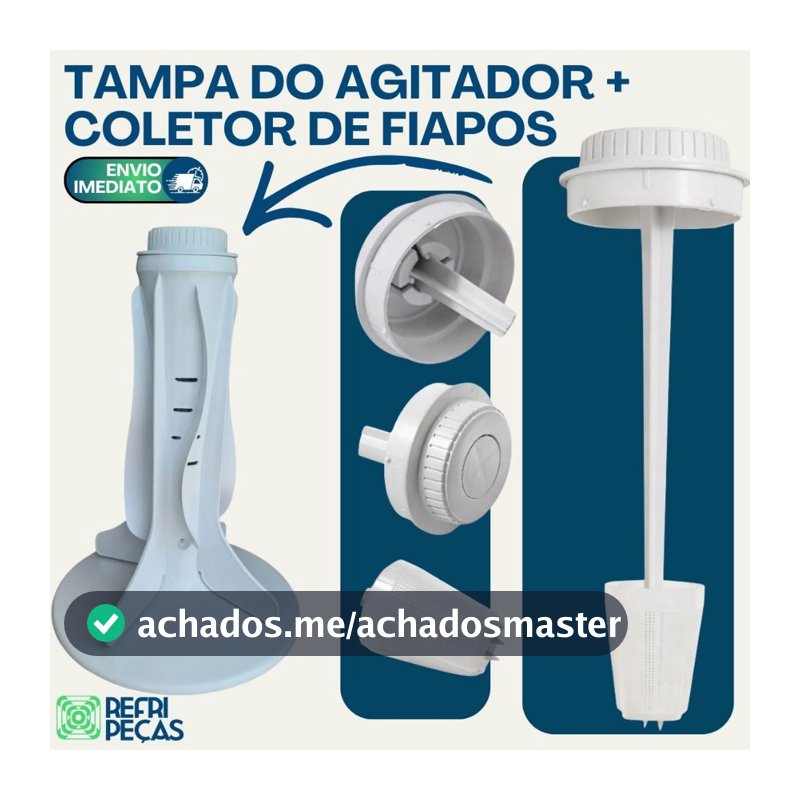 FILTRO COLETOR DE FIAPOS + TAMPA DO AGITADOR BRASTEMP CONSUL LAVADORA MAQUINA DE LAVAR 8 BLADES