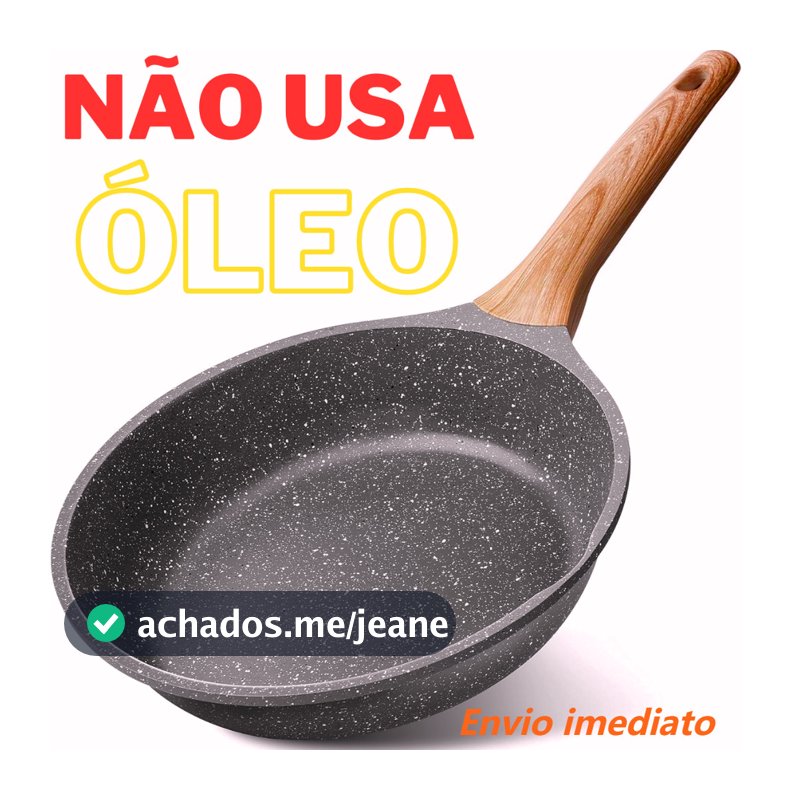 Frigideira 24cm/28cm Antiaderente De Alumínio Revestimento Cerâmico Premium Funda Cabo Madeira Não Gruda