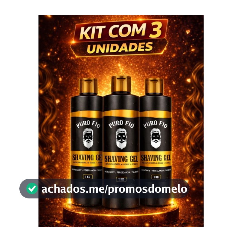 Kit 3x Shaving em Gel de Barbear Mentolado Puro Fio 1kg - Profissional, Barba Suave Sem Irritação