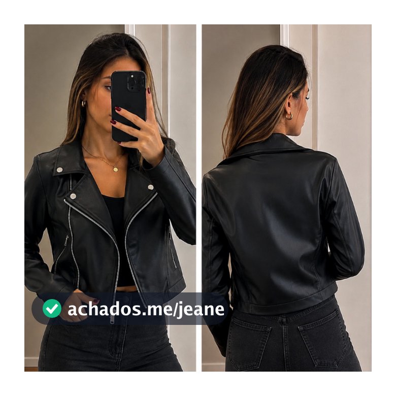 Jaqueta De Couro Courino Feminina Com Ziper Elegante Couro Sintético