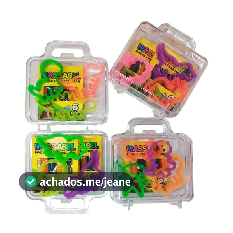 20 Maleta De Acrilico + 20 Cortador Forminha + 20 Caixinha Massinha de Modelar Prenda Lembracinha