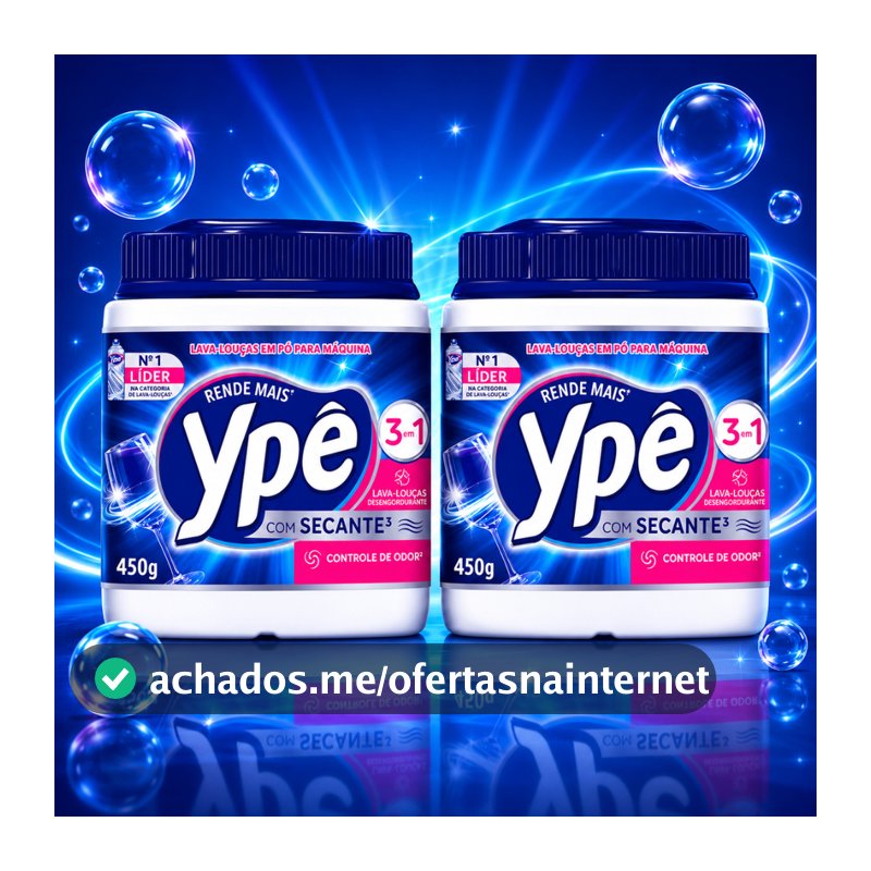 Sabão Detergente Ypê Lava Louça em Pó para Máquina Com Secante Controle de Odor Limpeza Profunda