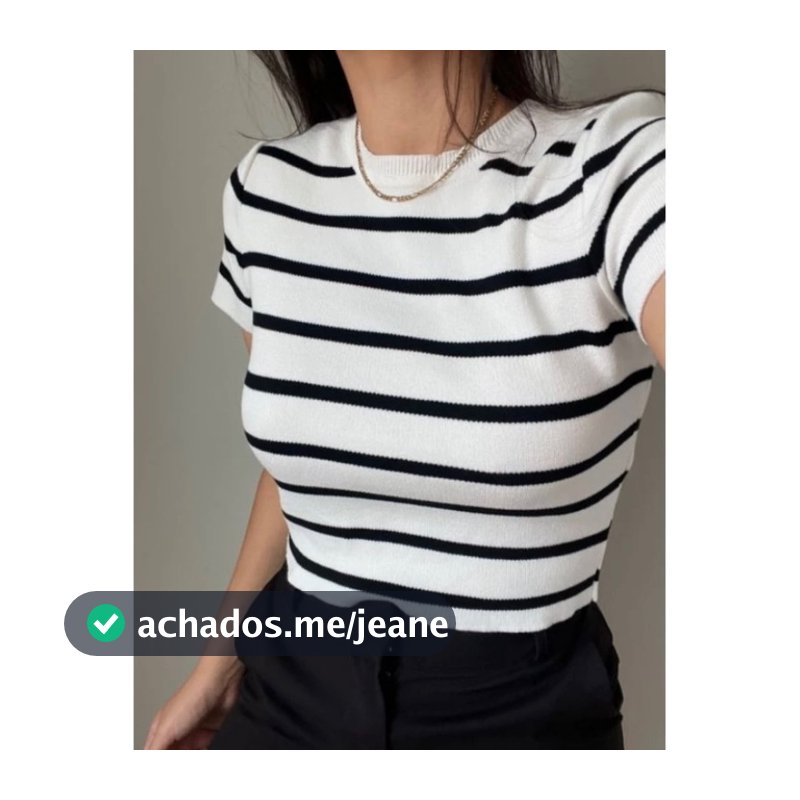 Blusa Feminina Old Money Tricô Manga Curta Elastano