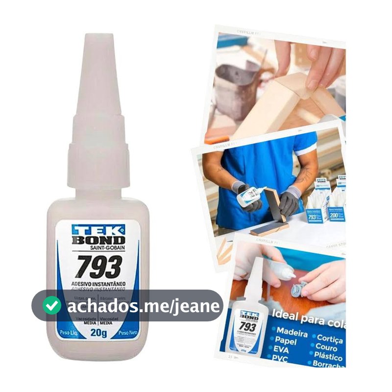 Cola Instantânea Tek Bond 793 20g Unha Para Postiça/Fibra e Pedrarias Bico Fino / Fácil Aplicação