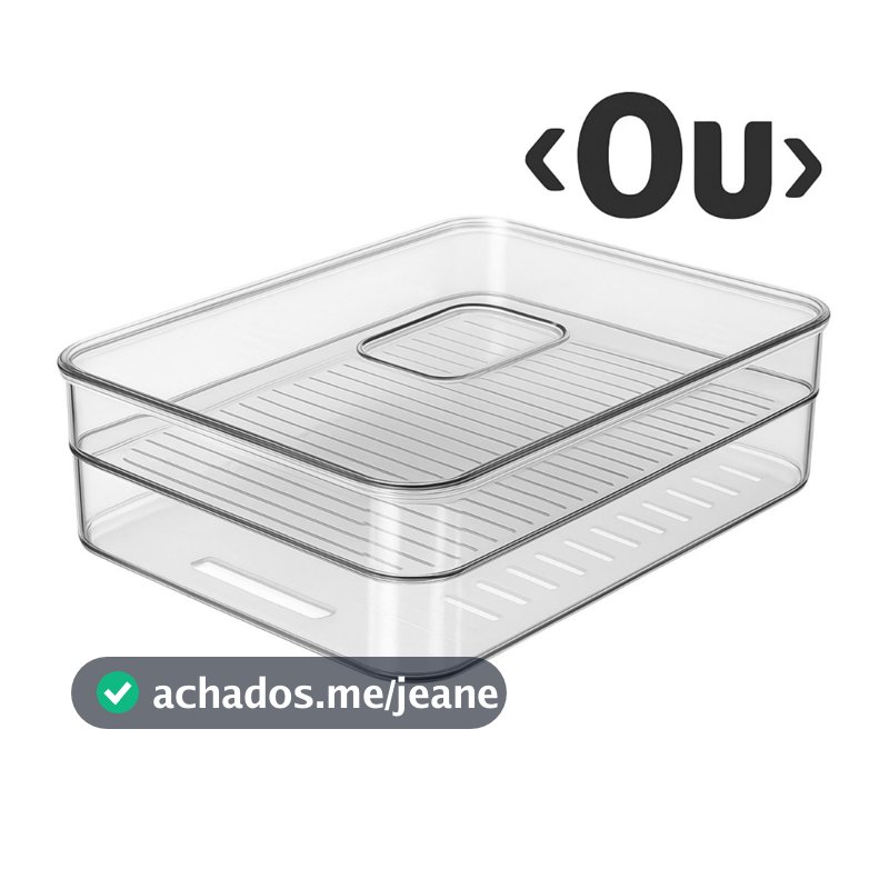 Porta Frios Duplo Organizador de Geladeira Transparente Com Divisoira Queijo Presuto - Original OU