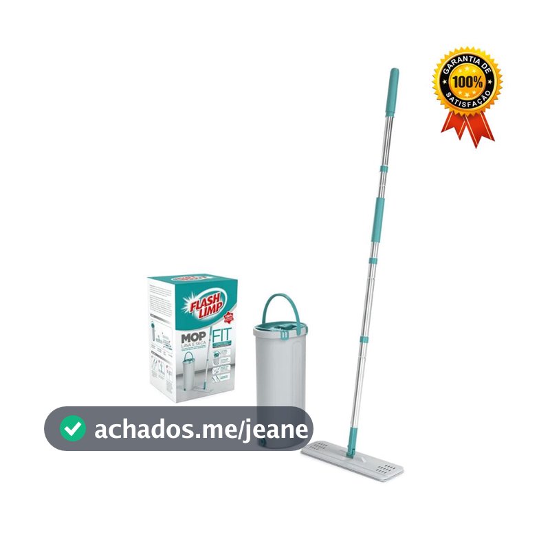 Mop Lava e Seca FIT Balde Com Esfregão Microfibra Flash Limp