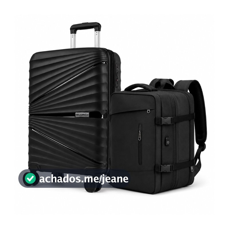 Kit Mala de Viagem Expansível 10kg + Mochila Viagens Bordo Grande Cabine Não Despacha