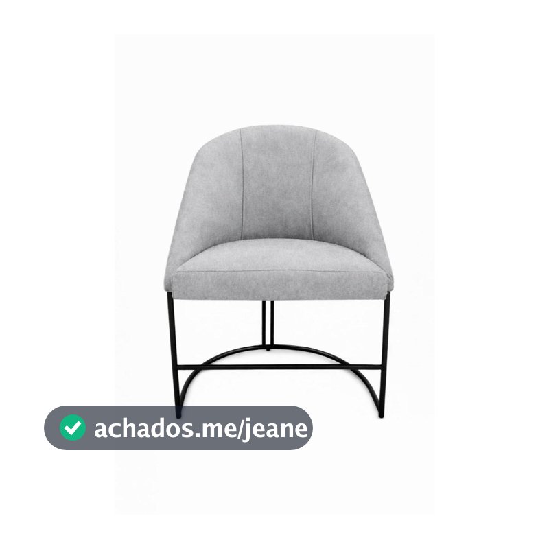 Poltrona Cadeira Decorativa Consultório, Mesa De Jantar, Salão, Cozinha, Pés Metálicos Preto Suede Premium Cinza Claro