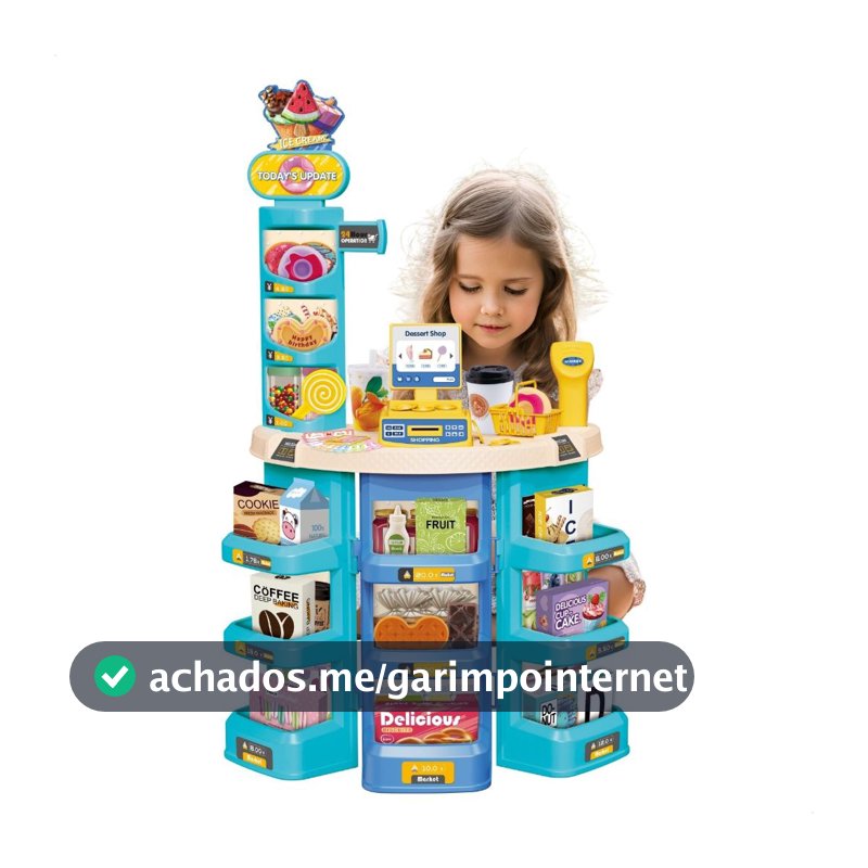 Mercadinho Confeitaria Infantil Doceria Brinquedo Faz de Conta 62 Peças