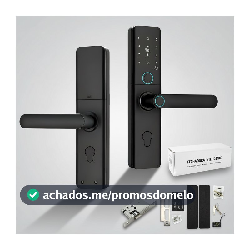 Fechadura Eletrônica Smart Door com Impressão Digital, Senha, Cartão NFC e Chave Mecânica