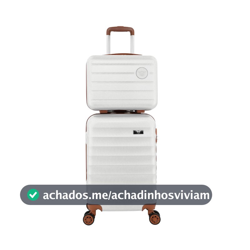 Kit Mala de Bordo Viagem Avião 10kg Pequena ANAC 55x35x23cm 4 Rodinhas 360 com Frasqueira de Mão ABS