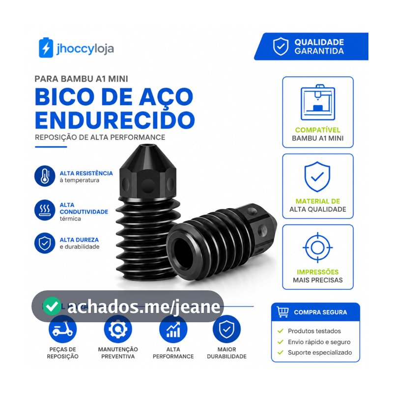 Bico Nozzle Aço Endurecido 0.4mm Compatível Bambu Lab A1 Mini Hotend Impressora 3D Alta Durabilidade