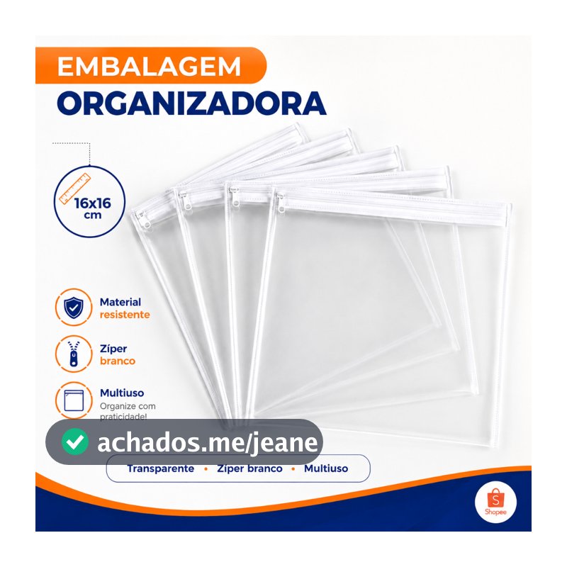 Kit Saquinhos Organizadores Transparente com Zíper Multiuso Viagem Mala Maternidade Maquiagem
