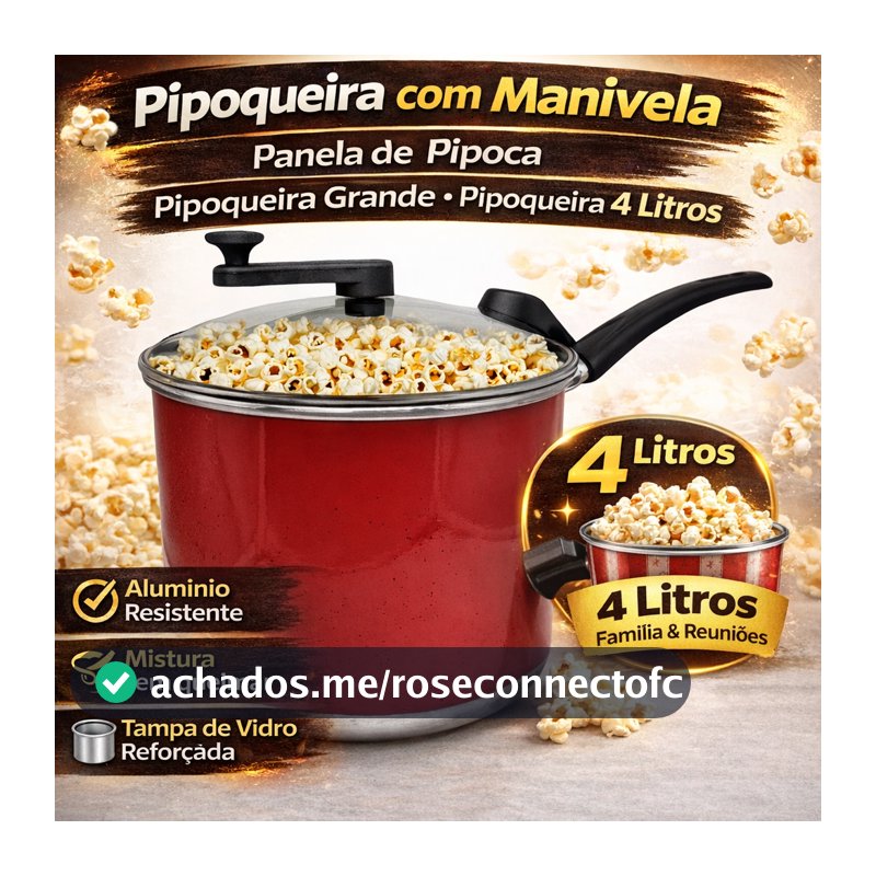Panela Pipoqueira Alumínio Color N°20 4 Litros Com Tampa de Vidro (pipoqueira panela)