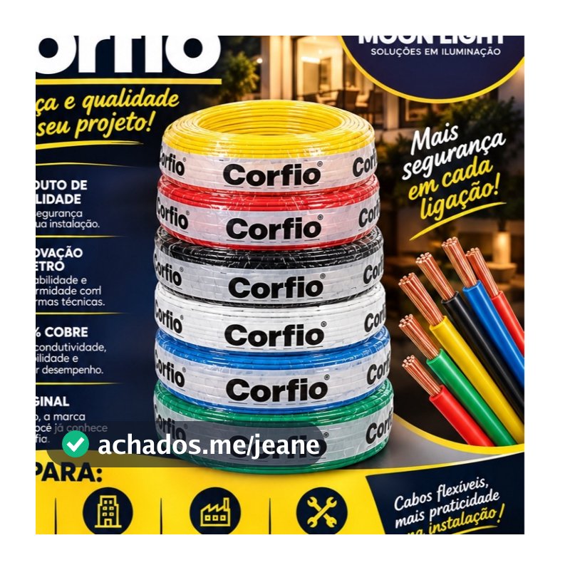 CABO FIO FLEXÍVEL CORFIO 1,5mm 750v - ORIGINAL 100% COBRE